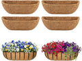 4 Pcs 24 Inch Trough Coco Liner for Window Box, 100% Natural Half Moon Coconut Coir Planter, Replaceable Coconut Fiber Liner for Window Boxes & Fence Flower Baskets (4, 24 inch)