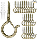PlusRoc 20Pack Ceiling Hooks for Hanging Plants Outdoor String Lights Heavy Duty, 2.2 Inch Eye Hook Screw in Cup Hooks Q-Hanger for Patio Lights, Wall Wood Fence Deck Mount(Bronze)