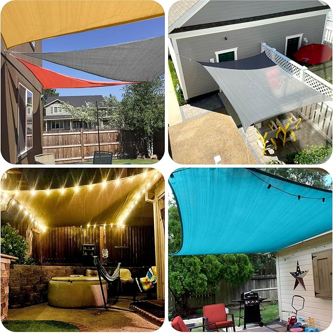 SUNLAX Sun Shade Sail 6' x 8' Turquoise Blue Rectangle Canopy Sail Shade Cover UV Block Permeable Sunshade Outdoor for Patio Backyard Deck Pergola (We Make Custom Size)