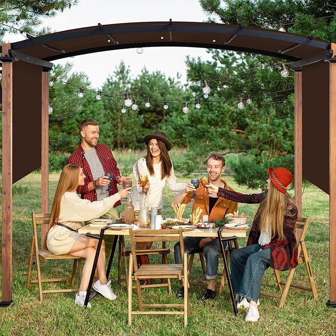 17x6.8 Ft Universal Pergola Replacement Canopy, Outdoor Canopy Shade Cover(Cover Only) (Coffee)