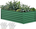 YITAHOME 6x3x2 ft Galvanized Raised Garden Bed Kit, Large Metal Planter Box with Gloves & Support Rod, Outdoor Flower Bed for Plants Vegetables, Green