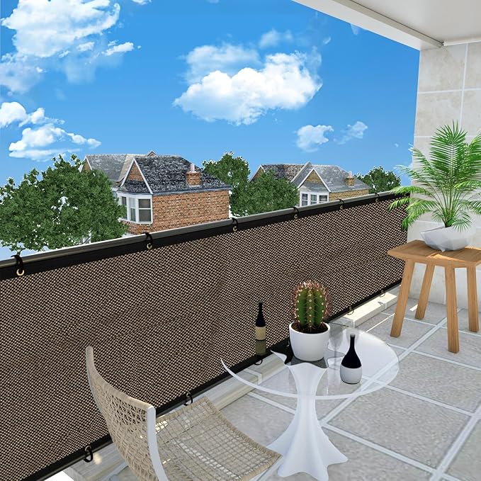 UPGRADE Privacy Screen 3' x 16' Fence Commercial Shade Cover with Brass Grommets Heavy Duty Perfect for Outdoor Back Yard, Brown, Customizable