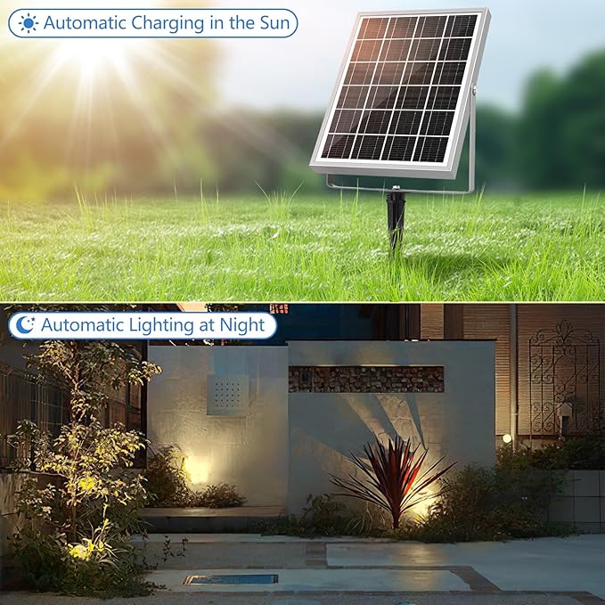 MEIHUA Solar Spot Lights Outdoor, 6 in 1 Solar Landscape Spotlights 2700K Warm White, 3 Lighting Modes & 3 Brightness, IP66 Waterproof Spotlights Outdoor Garden for Pathway Driveway Yard Tree