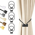 Hion Magnetic Curtain Tiebacks Black 6 Pack, Curtain Tiebacks Buckles Holdbacks Holders Hooks Clip for Home Bedroom Office Decorative Thick or Thin Curtain