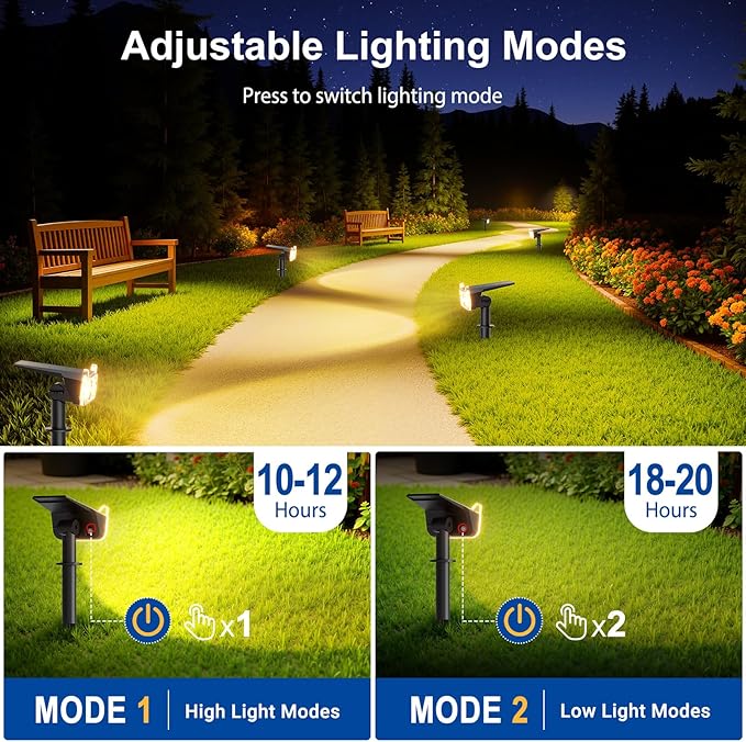 LETMY Solar Spot Lights Outdoor Waterproof with Bigger LED, 6 Pack 135°Adjustable Solar Lights Outdoor, 2-in-1 Wall Lights & 2 Modes Landscape Spotlights for Tree Yard Pathway Garden Decor(Warm White)