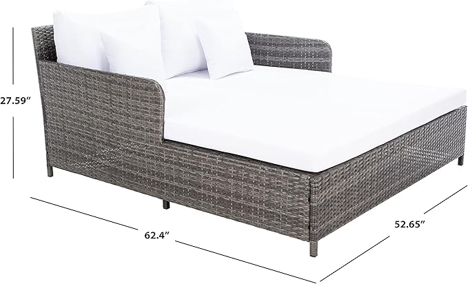 Safavieh Outdoor Collection Cadeo Grey Brown/White Cushion Daybed PAT7500C