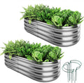 Galvanized Metal Planter Raised Garden Bed Kit for Gardening Outdoor Garden Box Raised Flower Bed 2PC Metal 4X2X1FT