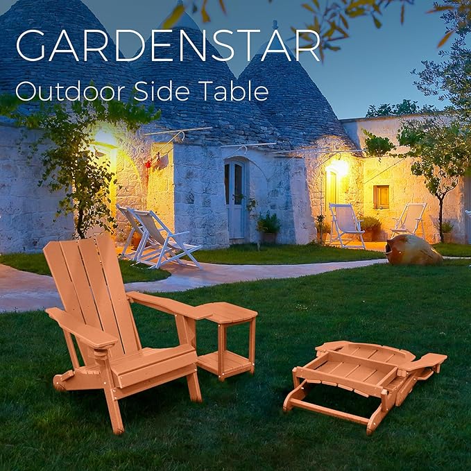 Adirondack Square Outdoor Side Table,2-Tier Storage Patio Side Table, HDPE End Tables for Backyard Pool Porch Garden Lawn