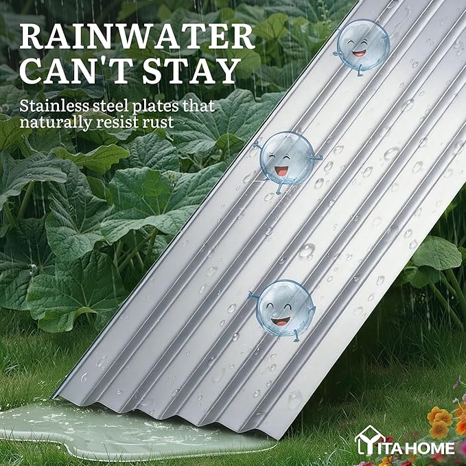 YITAHOME 6x3x3ft Large Raised Garden Bed Kit, Galvanized Metal Planter Box with Gloves, Support Rod, Outdoor Above Ground Planters for Plants Vegetables Flowers, Silver