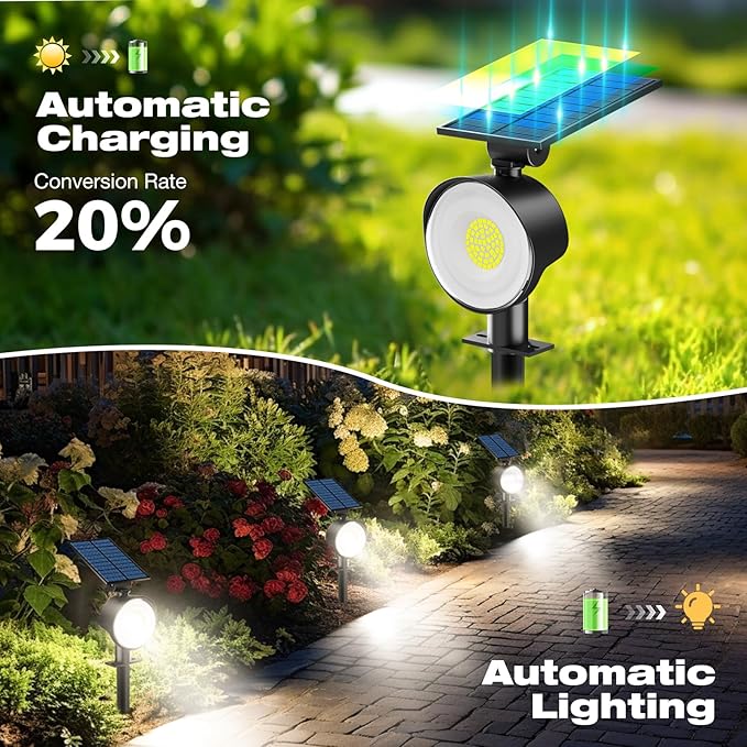 nipify 12 Pack Solar Spot Lights Outdoor Waterproof with 3 Modes, Solar Spotlight Light for Outside Yard Landscape Lighting Pathway Lights Wall, Cool White