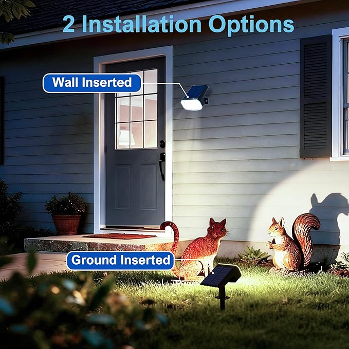Solar Lights Outdoor Waterproof IP65, Super Bright LED with Lens, 6500K 2 Lighting Modes, Solar Powered Yard Garden Solar Spot Lights for Outside Landscape Auto On/Off -8 Pack