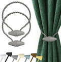 Hion Magnetic Curtain Tiebacks Grey 2pcs, Curtain Tiebacks Buckles Holdbacks Holders Hooks Clip for Home Bedroom Office Decorative Curtain
