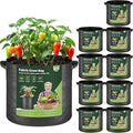 T4U 7 Gallon Grow Bags, Upgrade Grow Bags with Handles, Heavy Duty Thickened Nonwoven Fabric Pots, 7 Gallon Pots for Plants, Bell Pepper, Chili, Carrot, Kale (10 Pack)