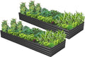 2PCS 10x3x1ft Galvanized Raised Garden Bed Kit, Galvanized Planter Raised Garden Boxes Outdoor, Large Metal Raised Garden Beds for Vegetables,Black