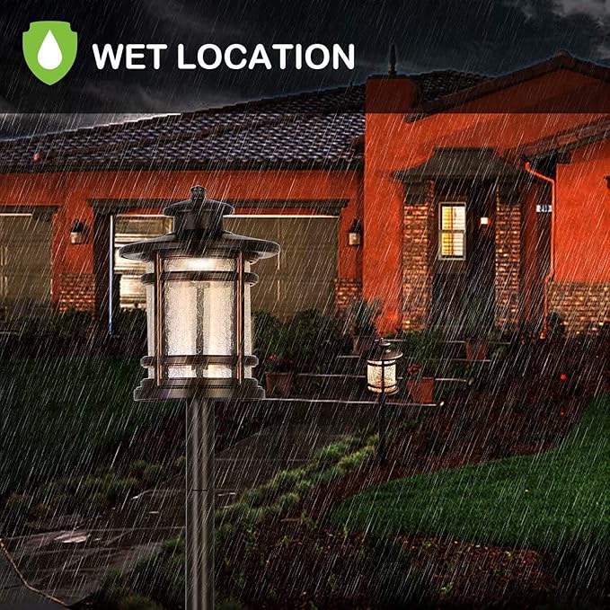 hykolity Low Voltage ORB LED Landscape Path Light W/Crackled Shade, 3.4W 155LM 12V-24V Wired Outdoor LED Walkway Light, Die-cast Aluminum Construction, 30-Watt Equivalent, 6 Pack