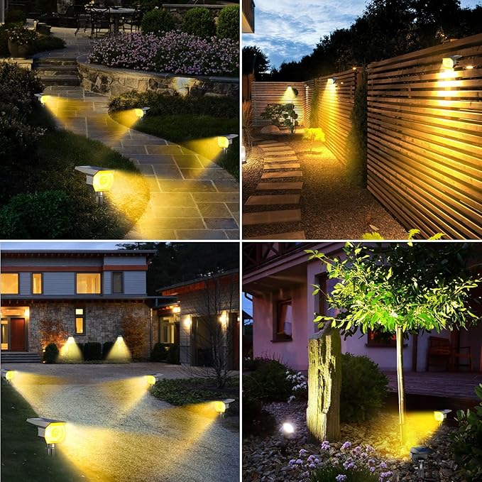 2 Pack Solar Spot Lights Outdoor, Solar Spotlights Outdoor Waterproof 2-in-1 Auto On/Off Landscape Lighting for Outside Yard Wall Garden Pathway(Warm White)