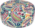 LVTXIII Indoor/Outdoor Extra Large Inflatable Ottoman Pouf D31 x H14 Inch, Round Footstool with Handle, Weather-Resistant Portable Furniture for Patio, Camping, Beach, Vigour Paisley