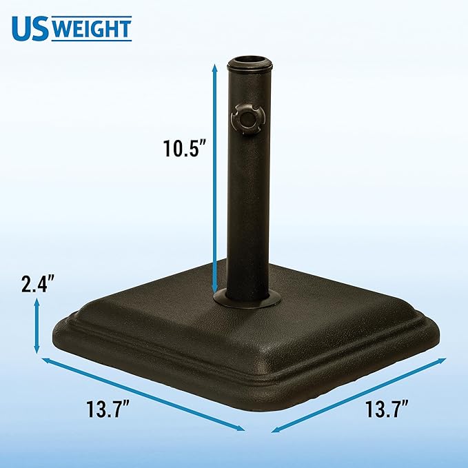 US Weight 26 Pound Umbrella Base - Cast Stone Outdoor Umbrella Stand - for Use with Umbrella Poles 1.3" to 1.8" - Designed to be Used with Patio Table - Bronze