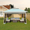 Canopy Tent 12x12 ft, Pop Up Gazebo One-Push Setup with 4 SandBags for Backyard Parties and BBQs, Mosquito Netting & Height Adjustable - Lake Blue