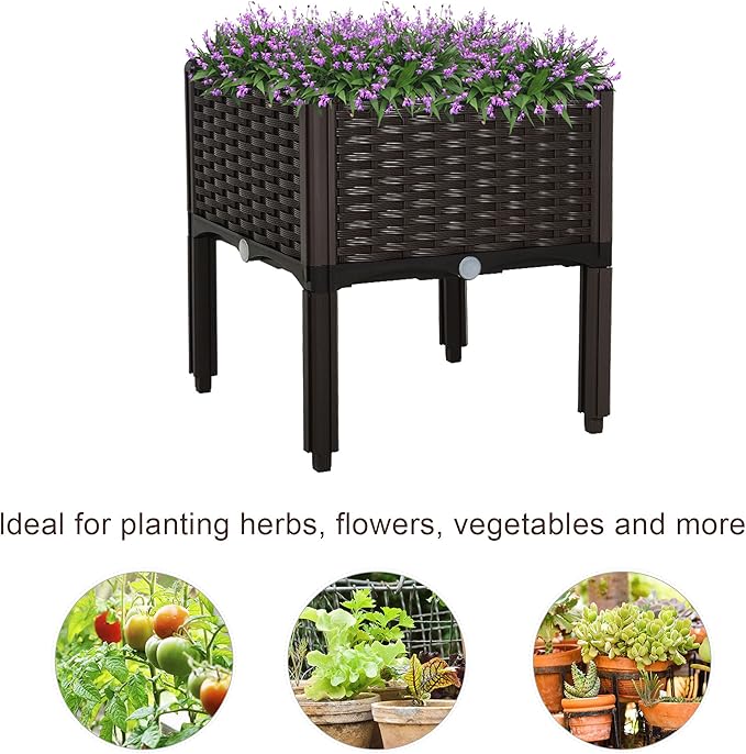 Outsunny 1 Piece Raised Garden Bed with Legs, Planter Box Raised Bed to Grow Flowers, Herbs & Vegetables, Brown