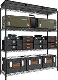 2800LBS 59" W 4 Tiers Storage Shelves Load, Metal Shelving Wire Metal Shelving Unit Shelves for Storage Adjustable Garage Shelving for Pantry Kitchen Garage Black 17.7" D x 59.1" W x 70.4" H