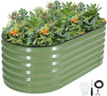 G GOOD GAIN Raised Garden Beds - 4x2x1.4ft Galvanized Planter Boxes Kit with Protective Tape & Gloves & Tools | Oval Metal Outdoor Raised Bed for Gardening Vegetables, Fruits, Flowers, Herbs, Oliver