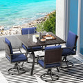 LEVELEVE 5 Piece Outdoor Patio Dining Set with 4 Swivel Dining Chairs & 1 Large Round Dining Table,Bistro Furniture Set for Lawn, Garden, Deck, Backyard and Porch