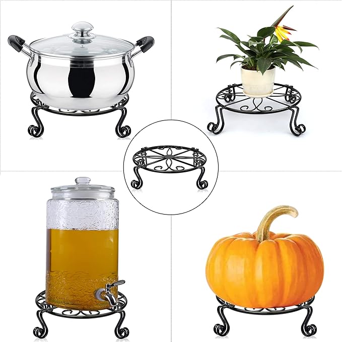 Black Plant Stand for Flower Pot Heavy Duty Potted Holder Indoor Outdoor Metal Rustproof Iron Garden Container Round Supports Rack for Planter Bronze, Pumpkin Stand Outdoor……