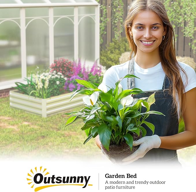 Outsunny Galvanized Raised Garden Bed, 8' x 3' x 1' Metal Planter Box, for Growing Vegetables, Flowers, Herbs, Succulents, Silver
