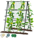 Cucumber Trellis, 31''X47'' A-Frame Cucumber Trellis for Raised Bed with Climbing Net, Metal Garden Trellis for Climbing Plants for Cucumber,Tomato, Grapes and Flowers