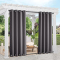 NICETOWN 2 Panels Grey Blackout Outdoor Curtains for Patio Waterproof 84" Long, Top and Bottom Rustproof Grommet Heavy Weight Windproof Drapes, Keep Privacy for Porch, W52 x L84