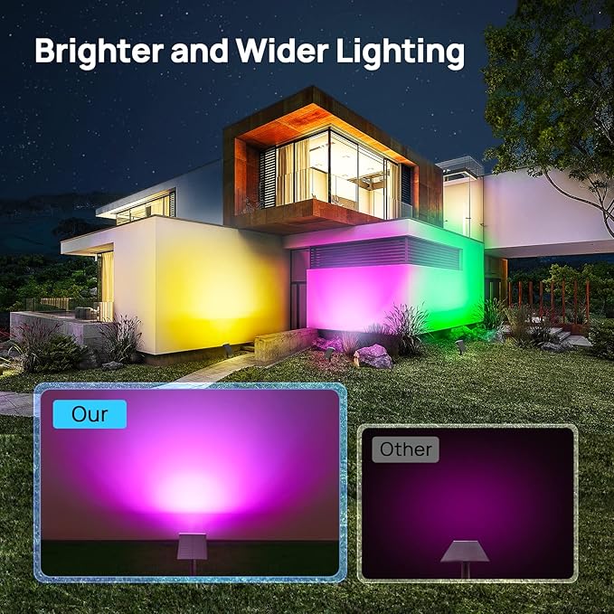 Consciot Solar Spot Lights Outdoor, Adjustable 170° Solar Outdoor Light, 7 Multicolored Garden Light Waterproof IP65, Landscape Lighting for Yard Pool Garden Tree, 4 Pack