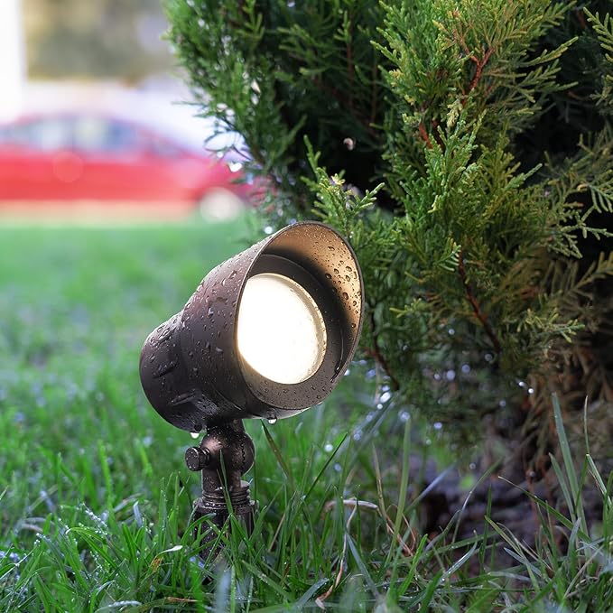 LEONLITE Low Voltage LED Landscape Spotlight, 5W 12V Pathway Lights Outdoor, CRI90, Aluminum Spot Lights for Garden, ETL Listed, IP65 Waterproof, 3000K Warm White, Oil Rubbed Bronze, Pack of 4
