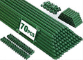 Garden Stakes 70 Pack, 16 Inch Plastic Coated Metal Tomato Stakes, DIY 4ft 5ft 6ft 7ft Plant Support Stakes with 40 Connectors 30 Rotatable Clips 30 Plant Clips for Indoor Outdoor Vegetables