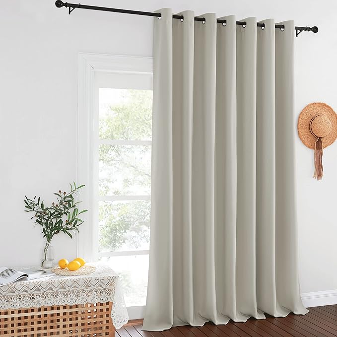 NICETOWN Sliding Door Curtains Extra Wide and Long, Thermal Insulated Large Curtain for Windows Energy Saving Patio Door Panel for Bedroom/Living Room (Natural, W100 x L120, 1 Panel)