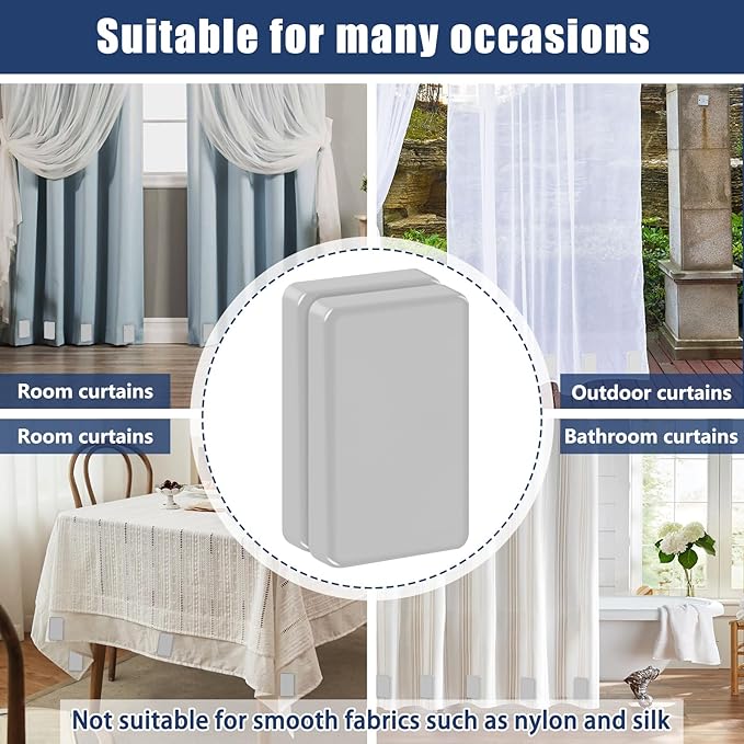18pcs Outdoor Curtain Weights, Plastic Wrapped Magnetic Drapery Weights, Waterproof Heavy Duty Curtain Magnets for Heavy Wind, Outside Curtain, Shower Curtain, Tablecloth, Flag (Grey)