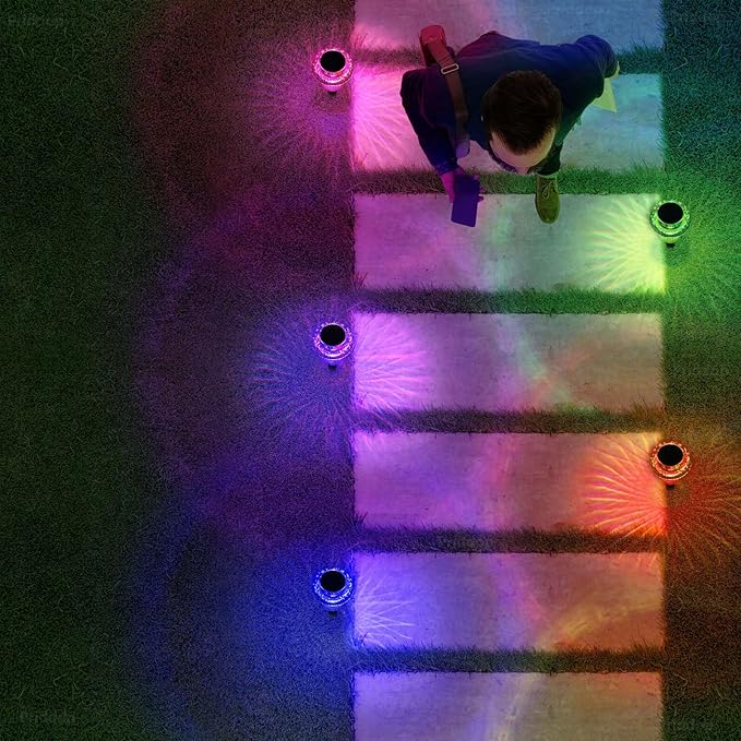 Solar Lights Outdoor Pathway Waterproof 12 Pack Color Changing LED Acrylic Mushroom Decorative Garden Lights for Yard Landscape Patio Outside Decorations