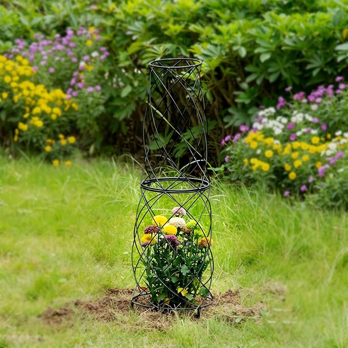 35-Inch Metal Garden Obelisk Trellis for Indoor & Outdoor Plants – Durable, Weather-Resistant Support for Climbing Vines, Roses, and Flowering Bushes – Decorative Potted Plant Structure