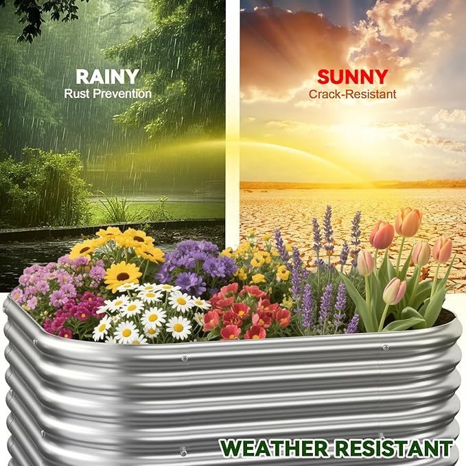4 Pack 3x3FT Raised Beds for Gardening, Corrugated Galvanized Steel Raised Garden Bed, Outdoor Metal Above Ground Garden Bed for Vegetables and Flowers-3x3FTx10Inch