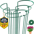 K-Brands Tall Plant Support Stakes – 10"W x 24"H Half Round Peony Cages and Supports for Indoor and Outdoor Plants – Plant Cage Ring Support for Flower - Peony, Tomato, Hydrangea, Rose Bush (6 Pack)