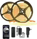 100ft COB Outdoor LED Strip IP67 Waterproof, 3000K Warm Whit DC24V Flexible LED Rope Strips with Remote & App Control Dimmable, DIY Lighting for Indoor, Outdoor, Garden, Patio（2 Rolls）