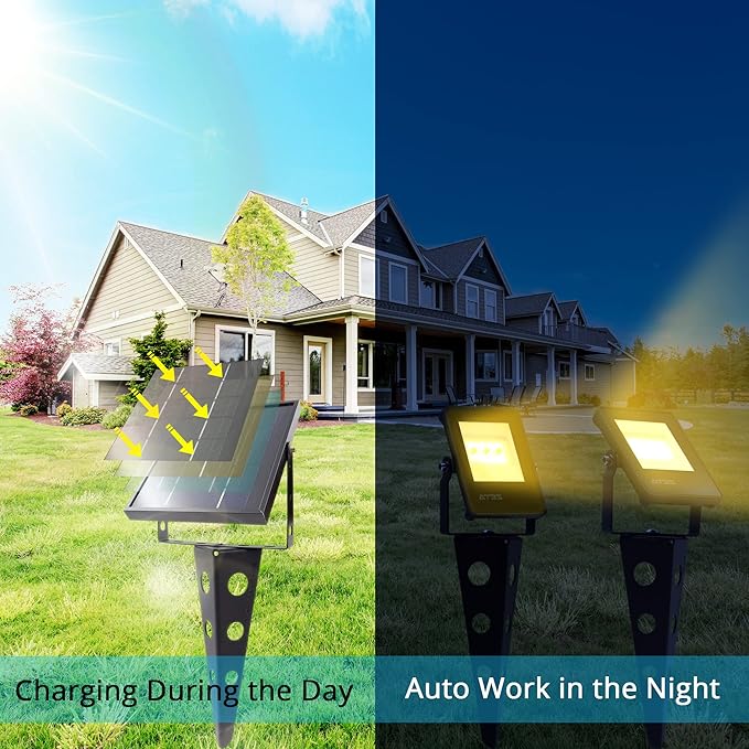 Solar Spotlights Outdoor Waterproof, Zeta 6-in-1 Spot Lights Metal Warm White Auto On/Off Dusk to Dawn Landscape Flag Pole Uplights for Outside House Trees Garden Yard Driveway Pathway Lawn