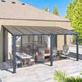 AECOJOY 16' x 8' Gazebo Outdoor Pergola for Patio, 8x16 Hard Top Lean to Gazebo Shelter Pergolas and Gazebos Clearance with Patio Roof, Large Wall-Mounted Heavy Duty Awnings for Decks, Backyard