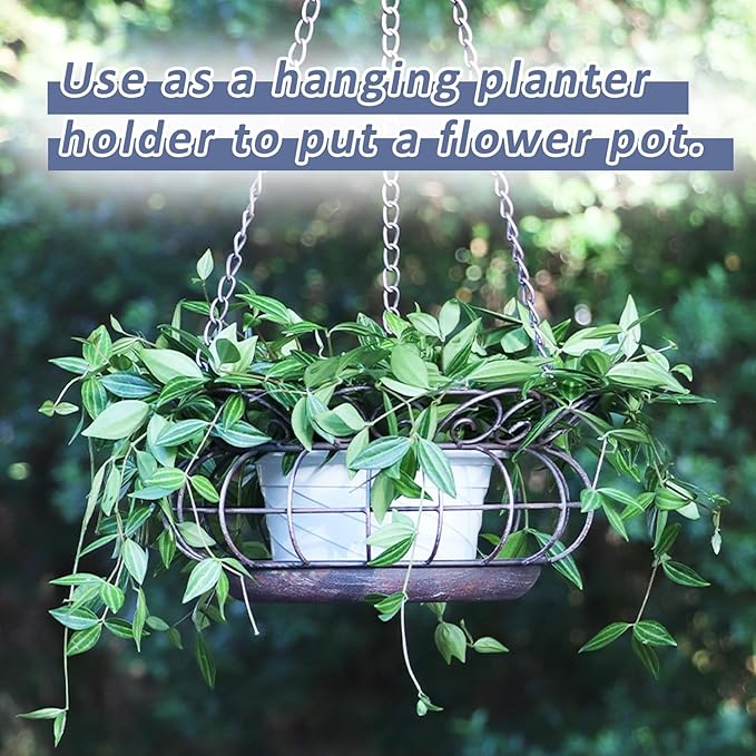 Metal Hanging Planters,Plant Hanger Basket Decorative Plant Pot Holder for Outdoor Indoor Garden, Patio, Deck, Porch, Flower Pots