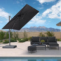 PURPLE LEAF Patio Umbrella 8' X 8' Rectangle Cantilever Umbrella Large Aluminum Outdoor Umbrellas with 360-degree Rotation & UPF40+ Premium Fabric for Deck Pool Garden Yard, Graphite Grey
