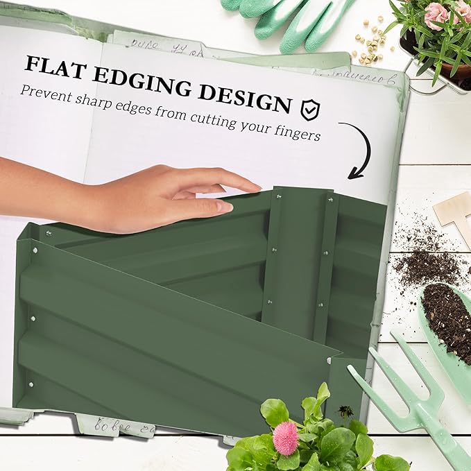 Outsunny Galvanized Raised Garden Bed, 73.5" Tall Outdoor Planter Box with Trellis Tomato Cage and Open Bottom for Climbing Vines, Vegetables, Flowers in Backyard, Garden, Patio, Green