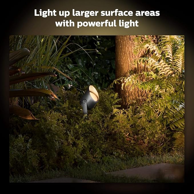 Philips Hue Lily XL Outdoor Smart Spot Light - White & Color Ambiance LED Walkway Lights - Low Voltage Lighting - 1 Pack - Requires Bridge and Power Supply - Control with App and Voice - Weatherproof