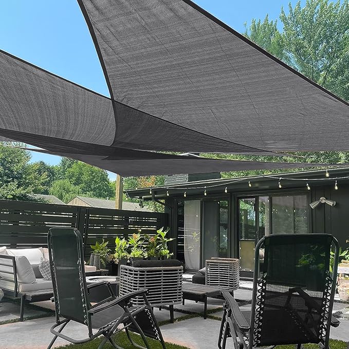 LOVE STORY 16' x 16' x 22' Right Triangle Dark Grey Sun Shade Sail Canopy UV Block for Outdoor Patio Garden Backyard