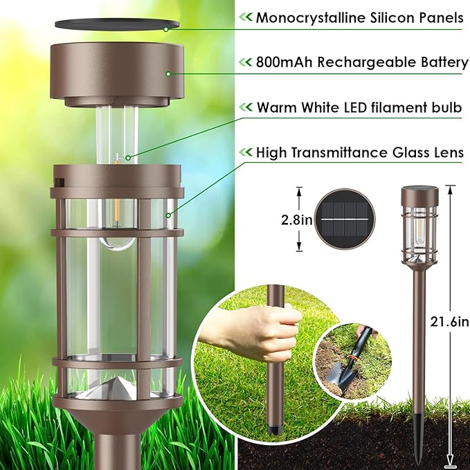 Mancra 8 Pack Solar Outdoor Lights, Bright Up to 10 Hrs Solar Lights Outdoor Waterproof Garden Decor for Patio Lawn Yard and Landscape