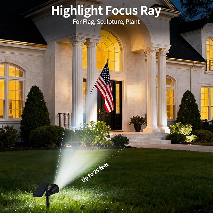 Solar Spot Lights Outdoor Waterproof, 18 LED Solar Powered Landscape Lighting Low Voltage Auto On/Off for Garden, Yard, Tree, Flag, Wall, Pathway, 4 Pack
